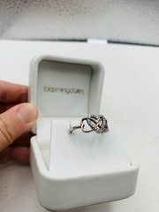 Vintage Sterling Silver Crystal Triple Interlocking Open Heart Love Size 7 Ring