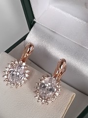 Vintage 1990-s 14 Ct Rolled Gold Zircons Earrings-Hallmarked 585 RG