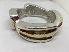 YAACOV HELLER STERLING SILVER VERMEIL ARTFORM BANGLE BRACELET 74 grams