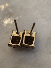 Signed BBJ 925 Vintage Rectangle Stud Earrings Sterling Silver Gold Tone