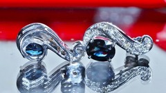 18k white gold 2.69ct natural, treated sapphire natural diamond earrings 5.78gr