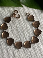 Vintage Cooper Wheeler Manufacturing Copper Heart Etched Bracelet 8 Inch