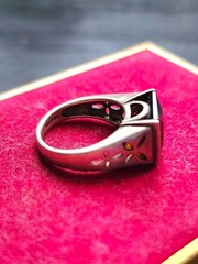 Vintage 90’s Modernist Smoky Quartz & Sterling Silver Ring Size 6