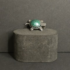 Turtle Rhinestone 925 Silver Pin 1 In Wide