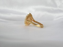 Vintage Sterling Silver 925 Yellow Gold over CZ Baguette Starburst Ring Size 9