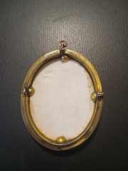 antique gold filled pendant/ Pin With Handpainted Porcelain Egyptian Revival
