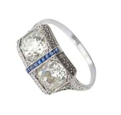 5Ct Art Deco Style Lab Created Diamond Engagement Wedding 14K White Gold FN Ring