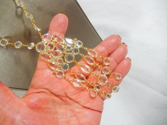 VTG HOBE STYLE HIGN END CLEAR OPEN SET RHINESTONE WATERFALL 22″ BIB NECKLACE