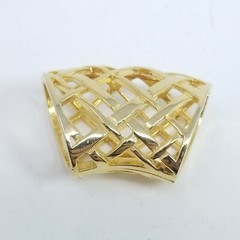 Vintage Gold Tone Scarf Necklace Slide, Woven Open Work Design, Retro Estate
