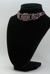 VOLM Victorian Style Choker Necklace VCLM Red Rhinestones In Lovely Detail