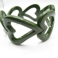 Dark Green Hearts Plastic Bangle Bracelet Vintage