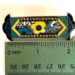 Pier Bex Antique c.1930’s Art Deco Enamel Brooch Pin with Trombone Clasp