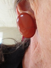 Vintage Jasper Natural Stone Clip Earrings Oversize