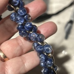 VINTAGE SET WEST GERMANY ART GLASS BLUE LAPIS WATERFALL EARRINGS NECKLACE