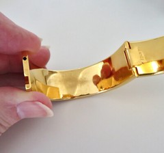 Vintage Oval Hermes 18K Gold Plated Loquet Clic Clac Bracelet Fan Enamel Design