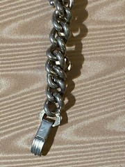 Pot Metal MCM Chain Bracelet Semi- Precious Gems Pronged Cabochon Set