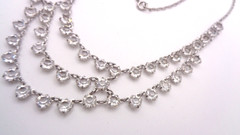 Vintage White Gold Filled Clear Crystal Open Back Prong Set Festoon Necklace
