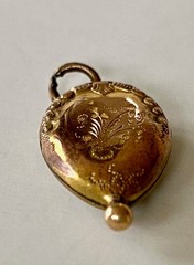 Antique Victorian Vintage Gold, Ruby, Turquoise, Pearl Flower Charm Pendant