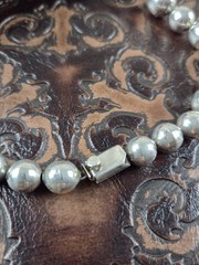 Vintage Signed Alpaca Silver Tone Graduated Ball Bead Necklace 27 1/2 inches
