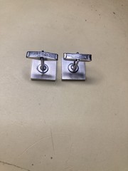 Vintage General Motors Central Foundry mens cufflinks silver tone black enamel