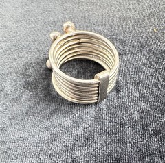 Vintage Seven Band Beaded Spinner Ring 7.8g Sterling Silver 925 Sz 6