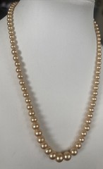Vintage Champagne Graduated Pearl Necklace 16” Classic Elegant Clasp