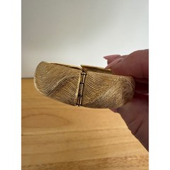 MONET Original Vintage Signed Designer MCM Modern Brush Gold Cuff Bracelet