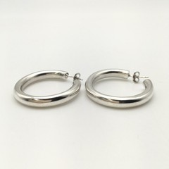 Vintage Sterling Silver 5mm 1.25” Classic Hoop Earrings Marked 925 8.8g #20