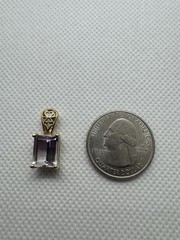 Vintage Emerald Cut Ametrine Purple & Clear Pendant with 10k Yellow Gold 2.46g