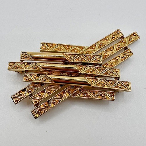 Vintage Monet Brooch Gold Tone Abstract Modernist Pin 1 in x 2.5 in Signed