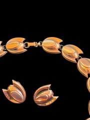Renoir Copper Modernist Tulip Set Necklace Bracelet Earrings