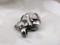 Vintage Sterling Silver Cat Rose Quartz Orb Ball Pendant 1″