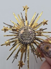 Vintage Angel Cherub Stars Mix Metal Rhinestone Starburst Brooch or Pendant 3″