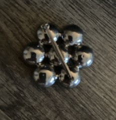 Vtg Unsigned Watermelon Rivals Glass Rhinestone Cluster Brooch Pin Silver Tone