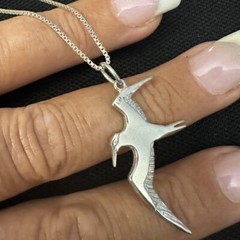 BEAUTIFUL ESTATE STERLING SILVER STUDIO HAND MADE ARTISAN BIRD NECKLACE 20” LONG