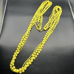 Extra Long Yellow Bead Necklace Bright Vibrant Colorful Bold 56 In Vintage