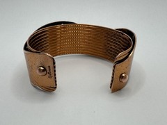 Vintage 50’s RENOIR Copper Swiss Cheese Chunky Cuff Bangle Bracelet MCM 1 1/8”