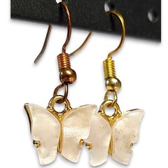 VTG Dainty Ice Pink Gold Tone Butterfly Dangle Everyday Statement Earrings 1.25″