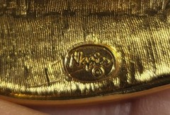 Rare Vintage Napier Triple Leaf Enamel Gold Toned Brooch