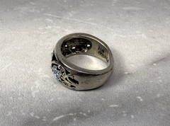 Lia Sophia Garden Party Silver Tone Blue AB Rhinestone Flower Ring Size 7.5