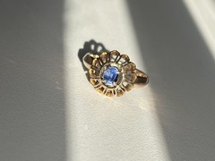 Antique Edwardian 10k Rose Gold HALO Ring Size 8 Ladies STUNNING RARE SETTING