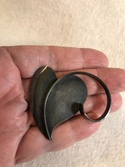 Lg Vtg 1940s-1950s PAUL LOBEL Modernist Oxidized Sterling Silver Leaf Pin Brooch