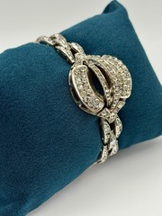 VTG Antique Art Deco Sterling Silver Rhinestone Cage Bracelet – Made in Germany.