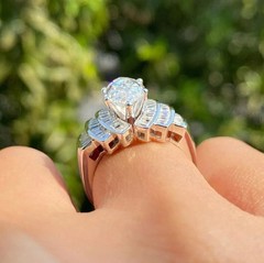 Art Deco Style Marquise Cut Lab-Grown Diamond 14K White Gold FN Engagement Ring