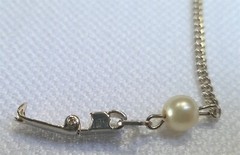 Vintage Single Strand Gold Tone & Pearl Station Bead Long Chain Necklace 56 in