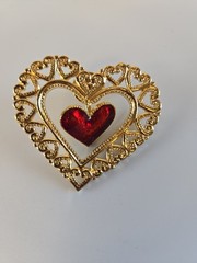 Avon Clip Earrings With Drop Heart Brooch