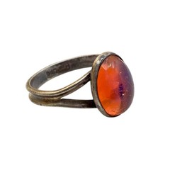 1.5g Vintage Art Nouveau 925 Sterling Silver Dragons Breath Opal Ring Sz 4.25