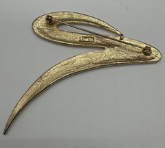 Vintage M. Jent Modernist Abstract Gold Tone Brooch Pin Large 3” Signed
