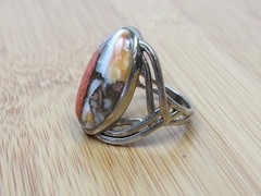 JTV Sterling Silver Spiny Oyster Copper Ring 925 Designer BBJ Size 8.75