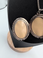 Vintage Filagree Double Locket Lucite Sea life Theme Silver Tone Necklace